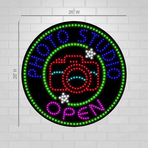 LED Open 1 Hour Photo Sign for Retail Displays | Light Up Sign | 26&Prime;H x 26&Prime;W