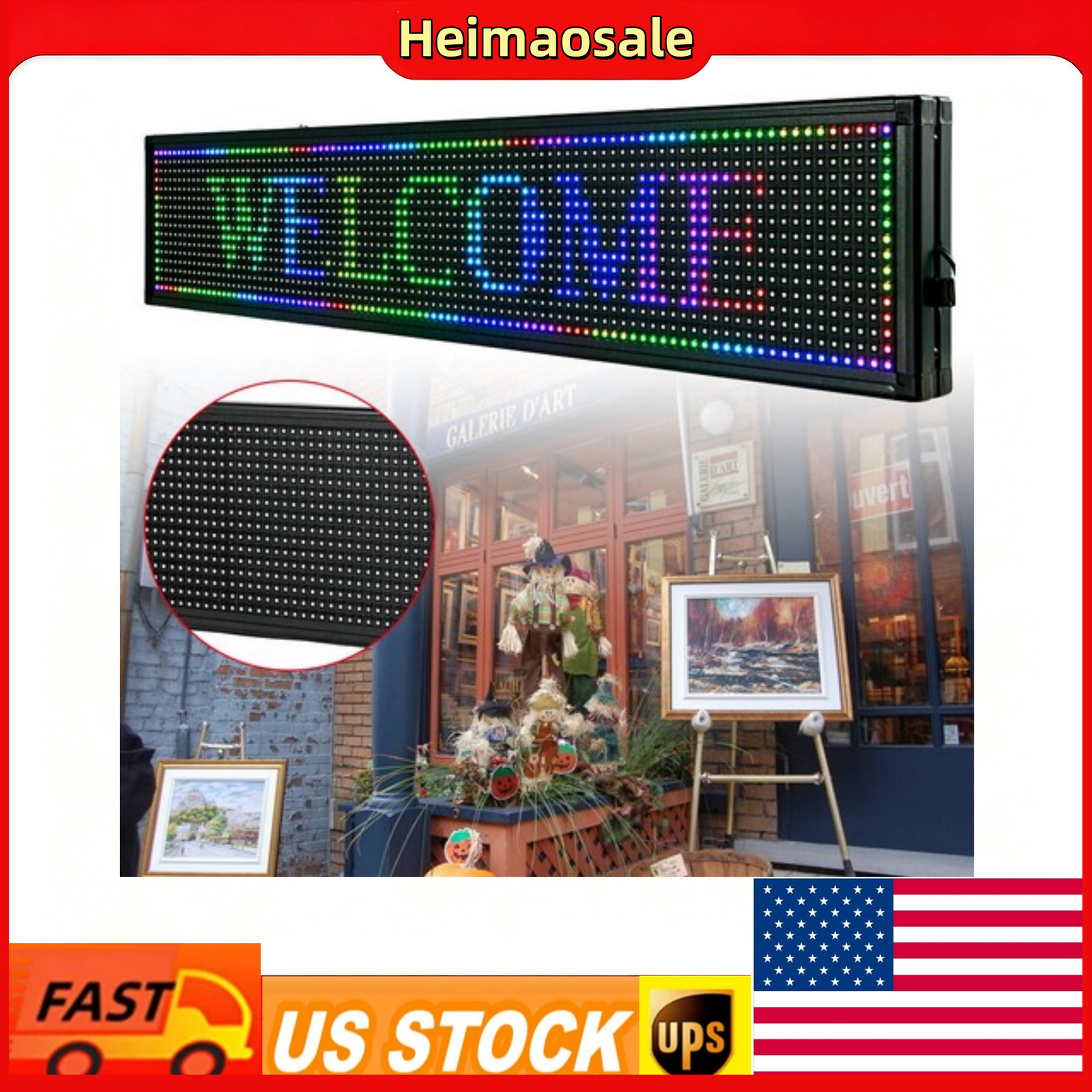 40 x 8-inch LED Seven-color Aluminum and Plastic Sign Outdoor Advertising Board