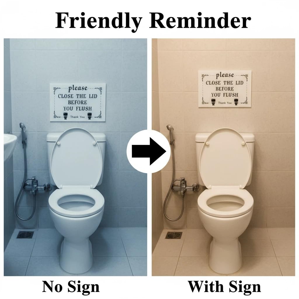 Please Close The Lid Before You Flush Sign Small Bathroom Toilet 6×4 Inch