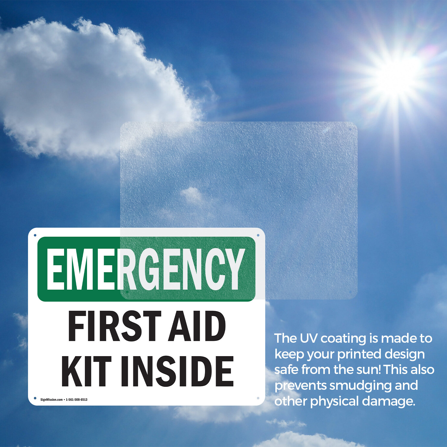 (2 Pack) First Aid Kit Inside OSHA Emergency Sign Decal Metal Plastic