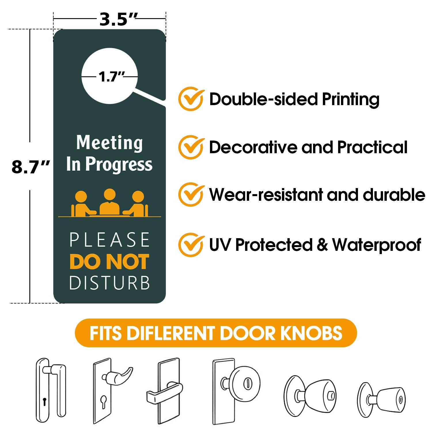 4 PCS Meeting In Progress Do Not Disturb Door Hanger Sign 3.5×8.7 Inch PVC