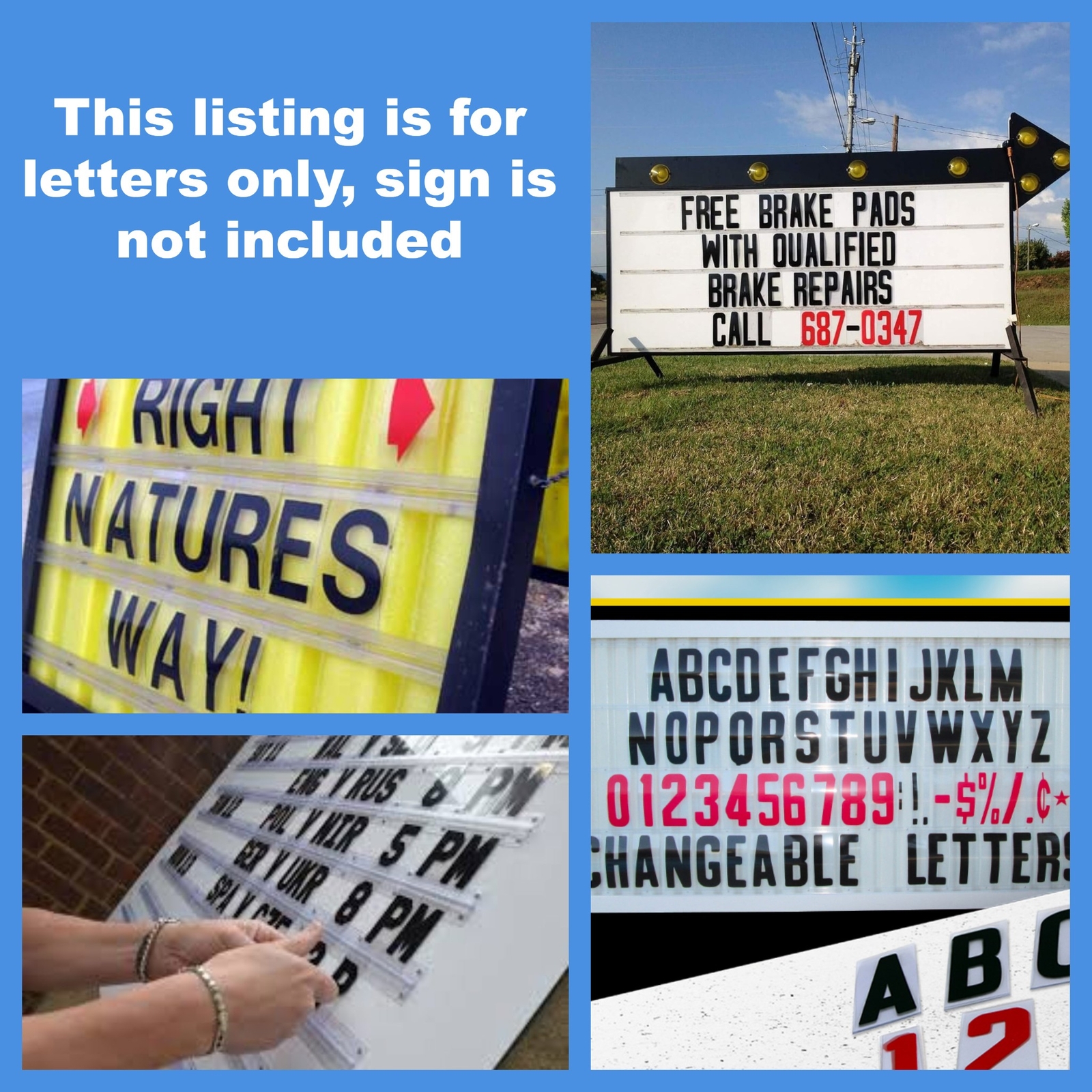 Changeable Outdoor Sign Flexible Letters – Condensed Style – 8&Prime; x 8-15/16&Prime;