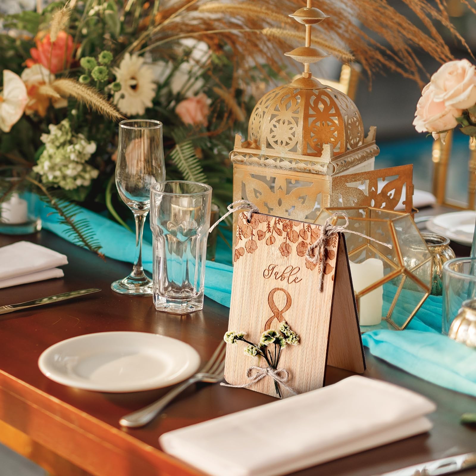 20 PCS Floral Wooden Wedding Table Numbers 120 Rustic Sign 4×6 Inch Decor