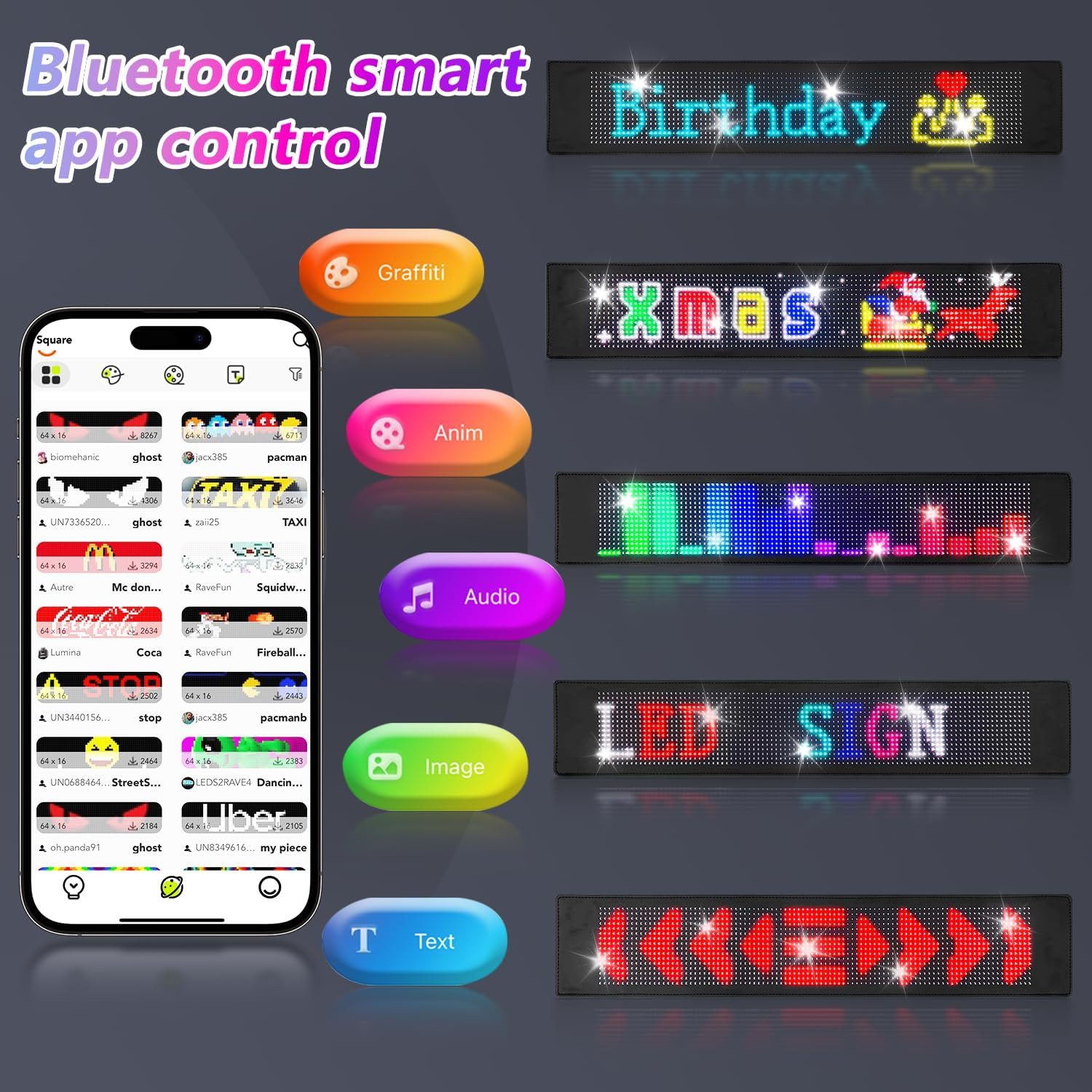 LED Sign, 23&Prime;X5&Prime; Programmable LED Sign with Bluetooth APP Control – Huge Bright