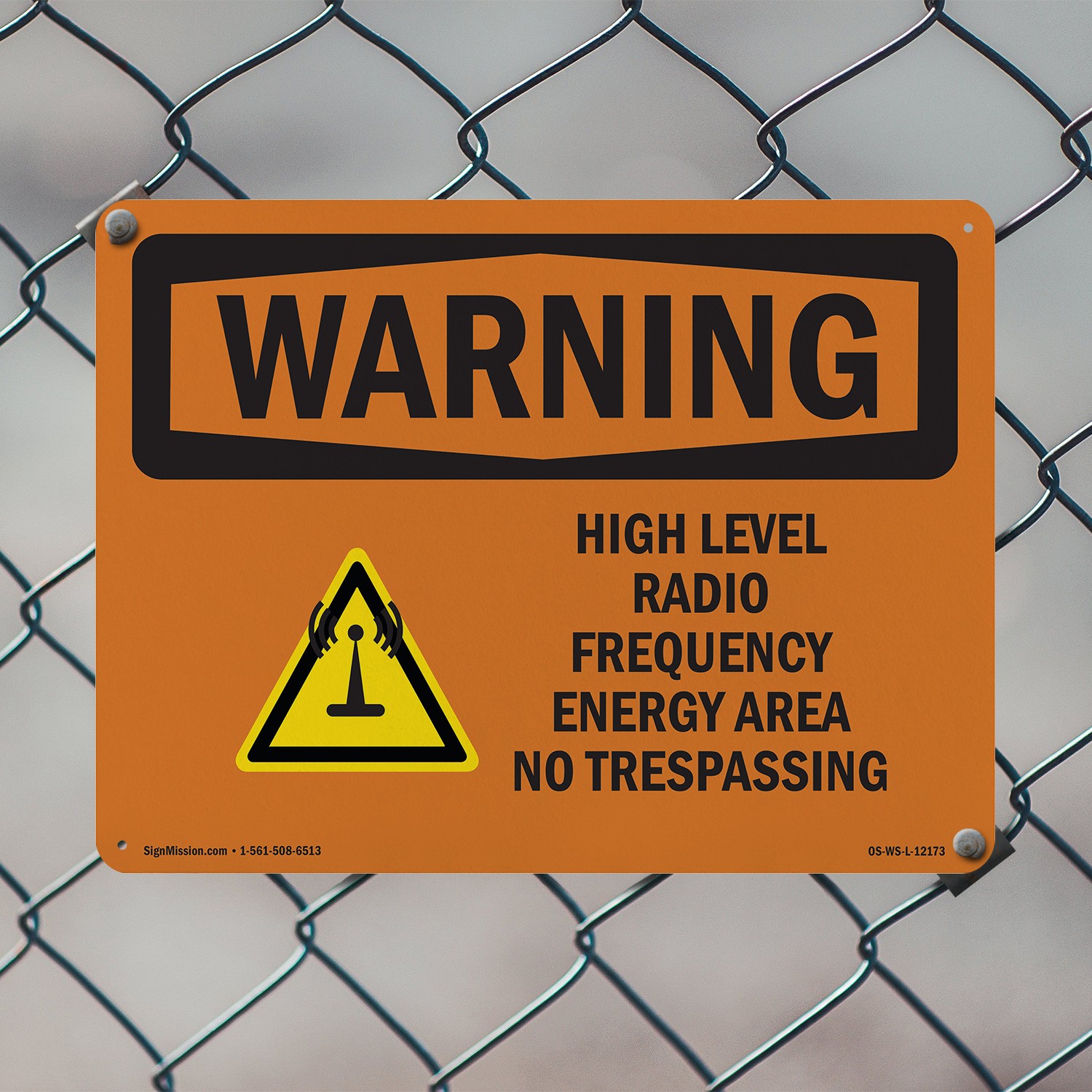 High Level Radio Frequency Energy With Symbol OSHA WARNING Sign – 5 or 10 Pack