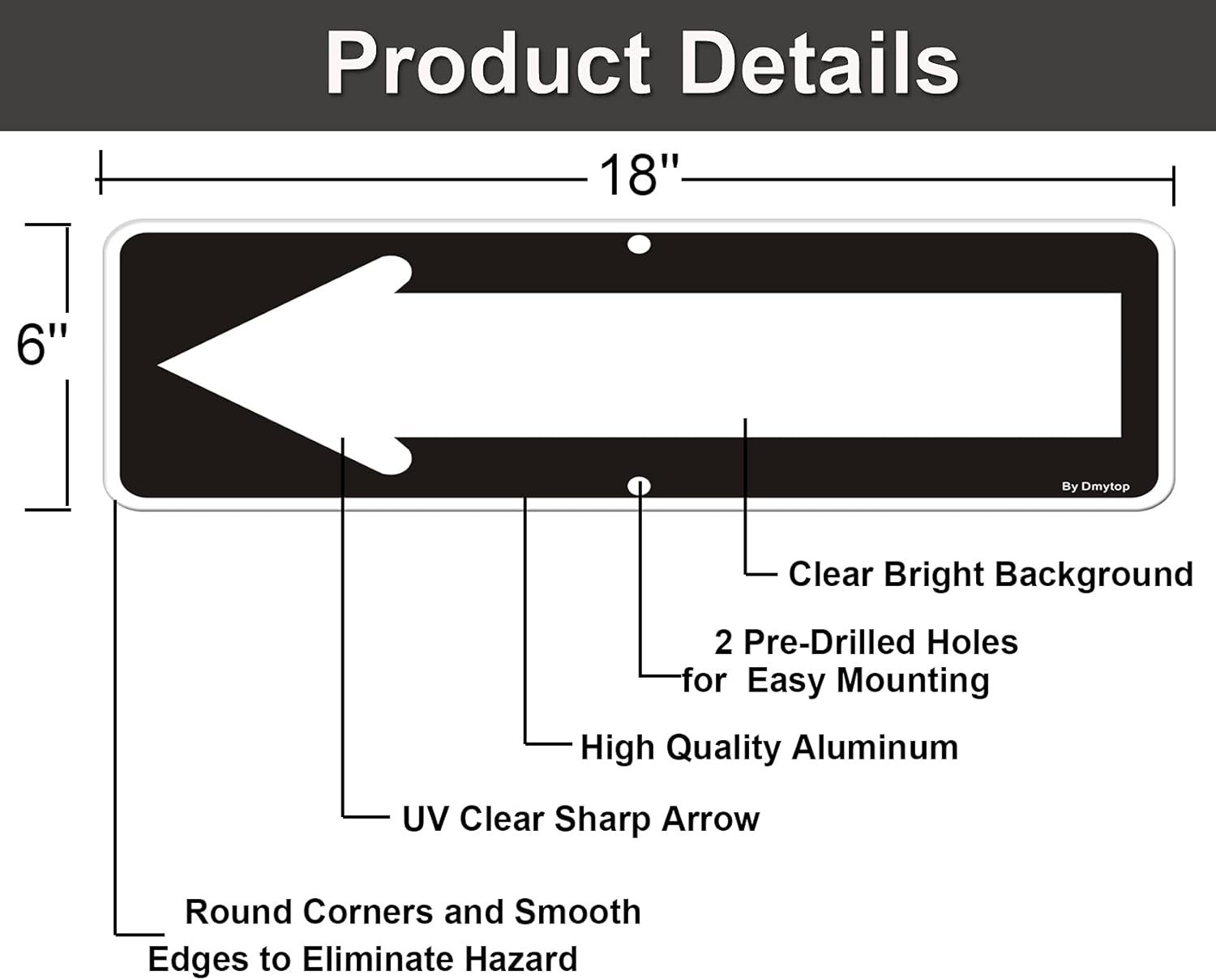 Heavy-Duty Reflective Arrow Directional Sign – 18×6 Inches for Easy Installation