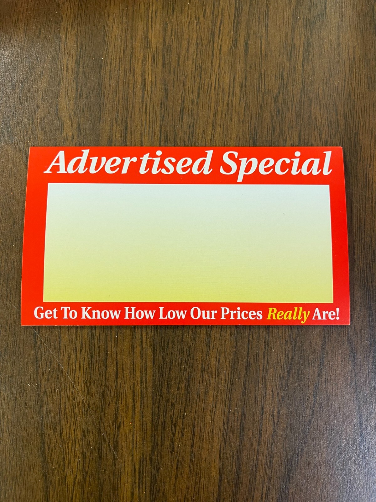 Advertised Special Price Signs for Retail -6 1/4&Prime;w x 3.5&Prime;H- 100 pieces