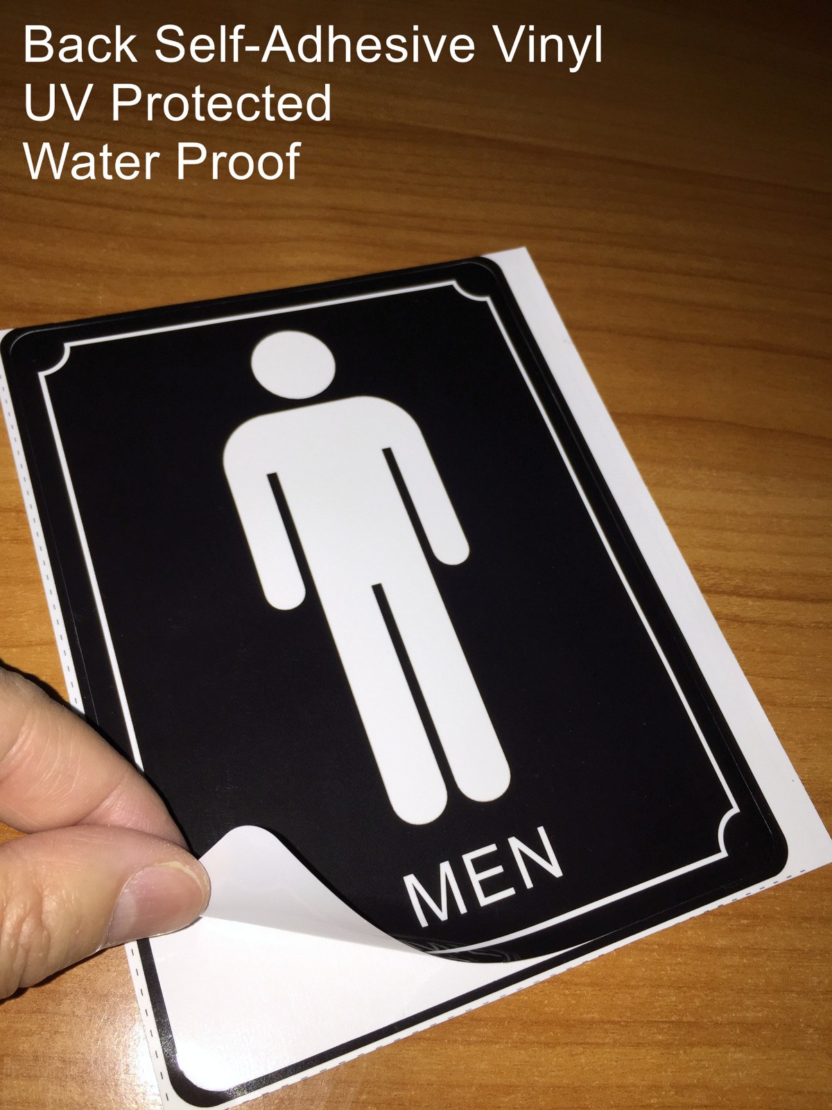 2 pc 6&Prime; X 4.5&Prime; Restroom Washroom MEN WOMEN Sign Back Self Adhesive Vinyl Sticker