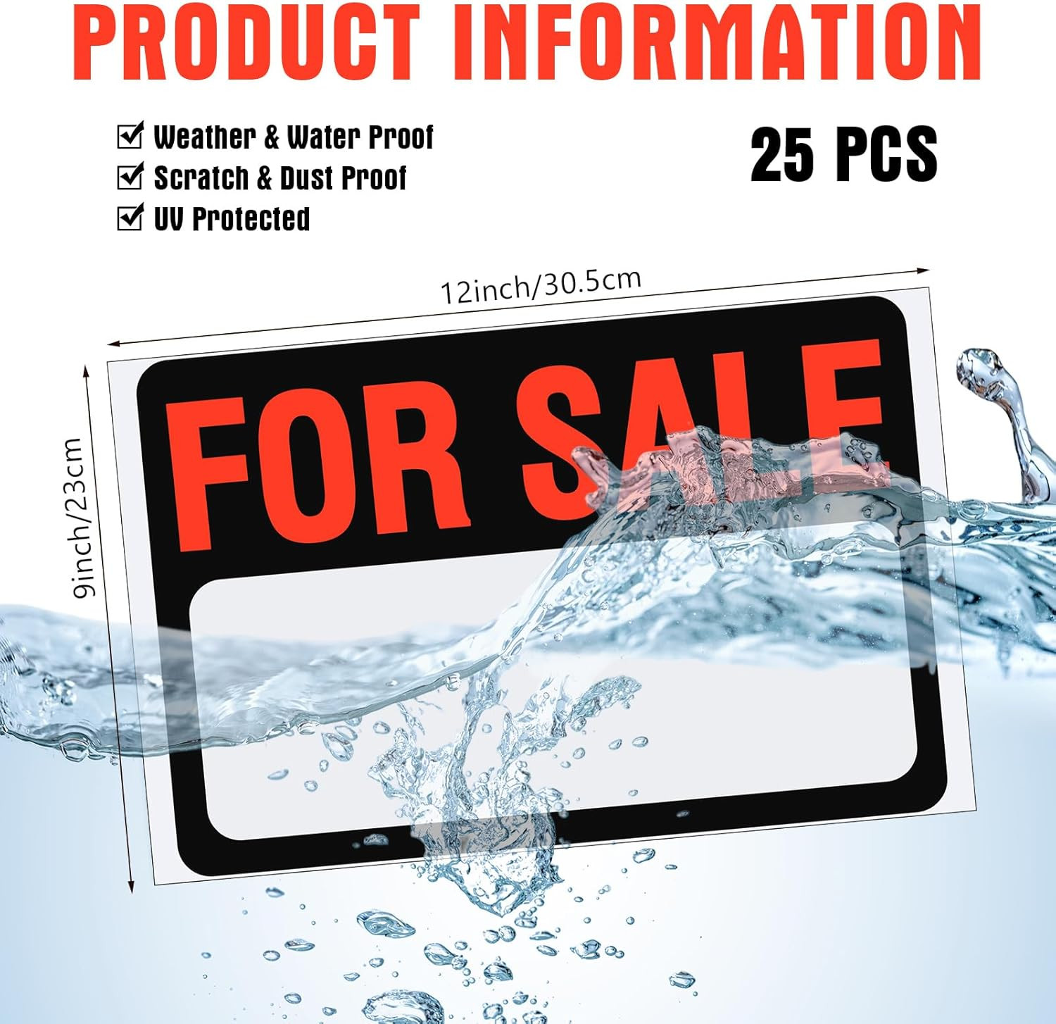 25 Pcs for Sale Signs for Car 9 X 12 Inches Auto Sales Signs Vehicle
