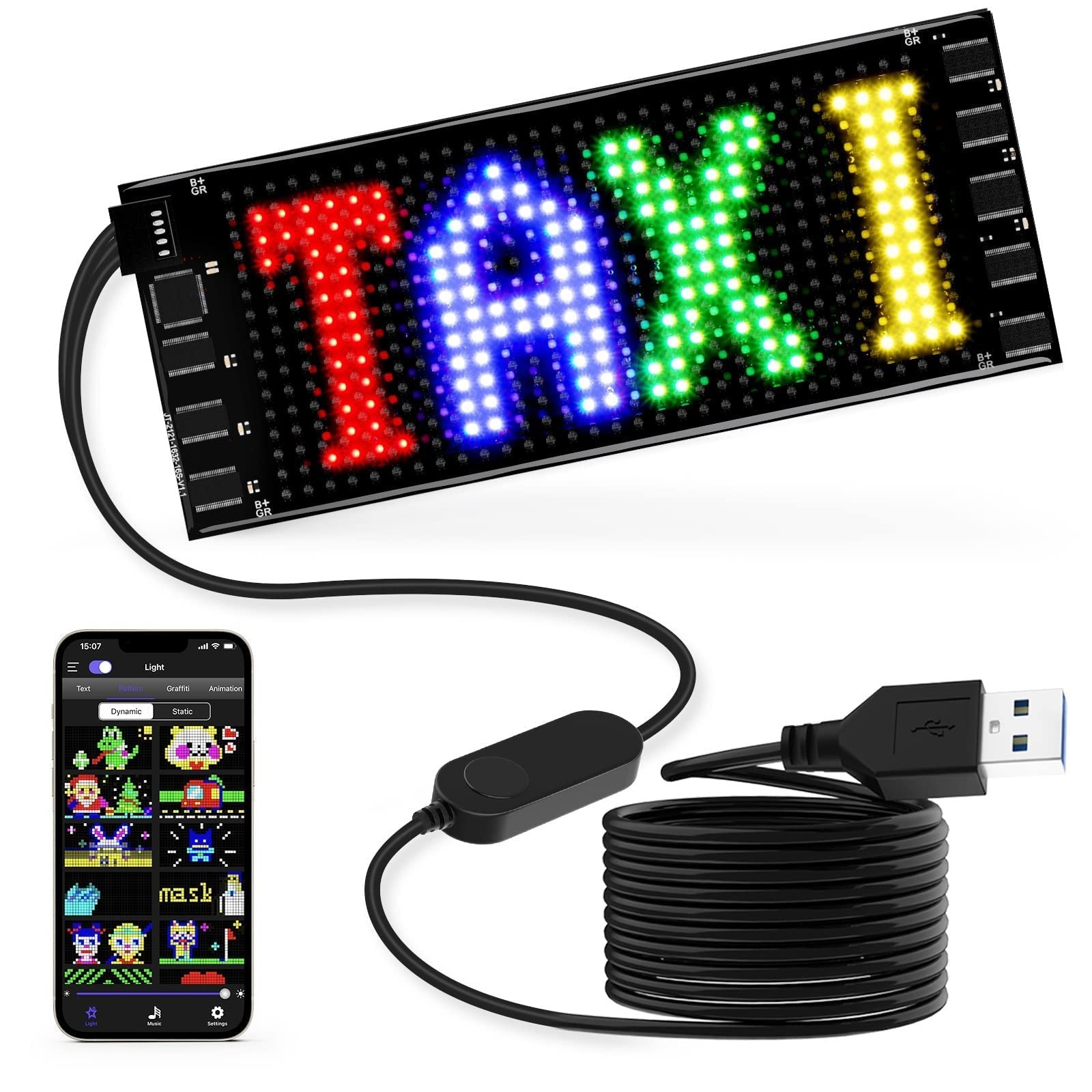 Flexible LED Matrix Sign 7&Prime;x3&Prime; – Programmable Bluetooth Scrolling Display for Ca
