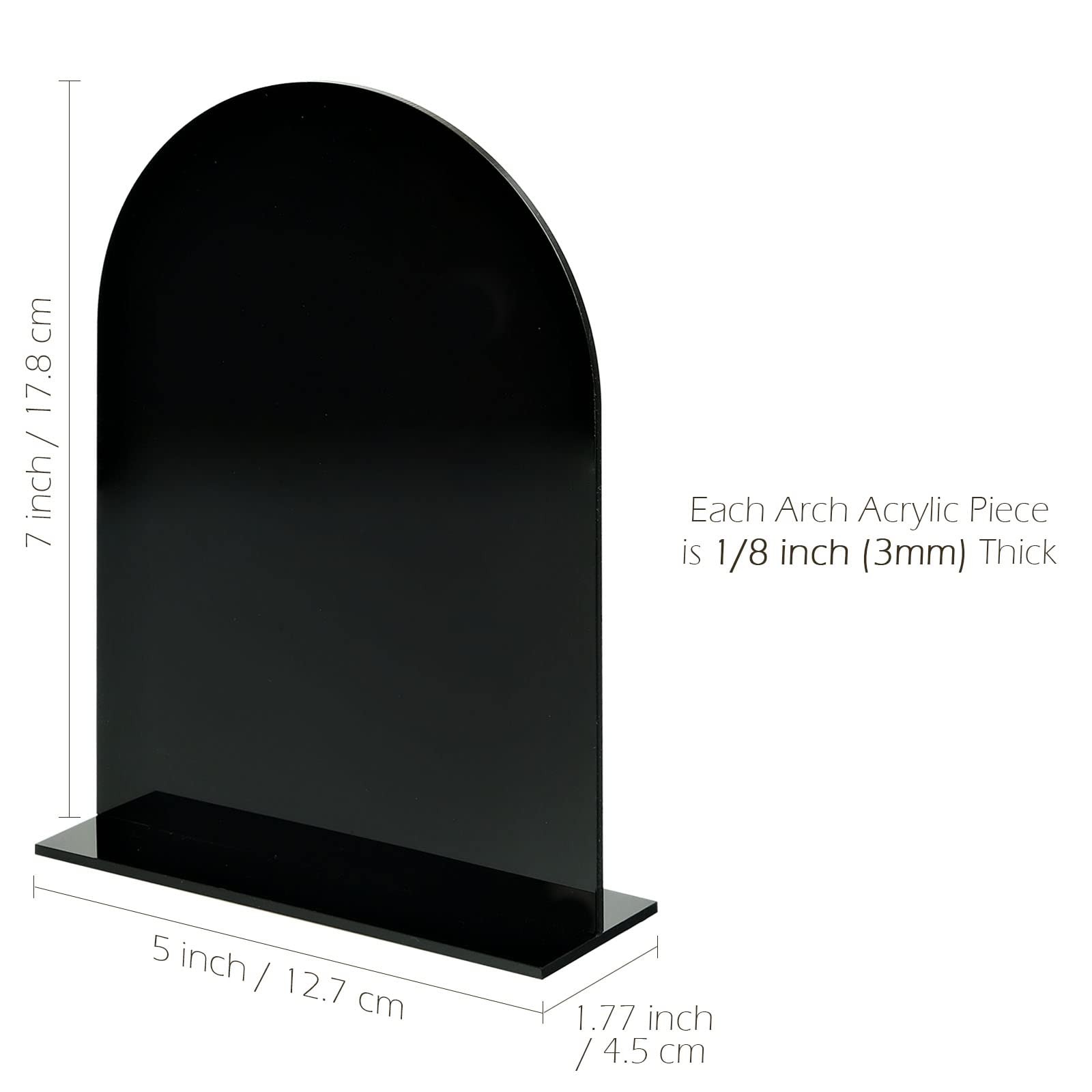 10 PCS 5×7 Inch Blank Black Arch Acrylic Sign Stand DIY Wedding Table Number