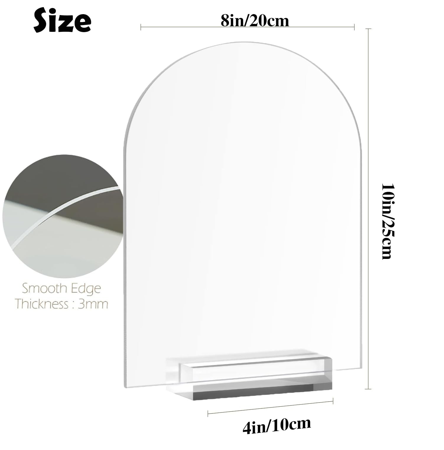 6 PCS 8×10 Inch Frosted Arch Acrylic Blank Sign Stand Wedding Table Number Menu