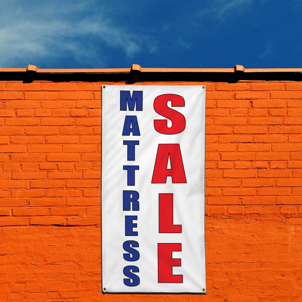 Vertical Vinyl Banner Multiple Sizes Mattress Deal Blue Red Promotion Business