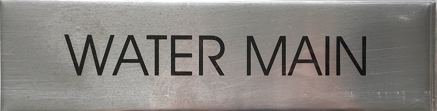WATER MAIN SIGN (BRUSHED ALUMINUM)-REF24-1027