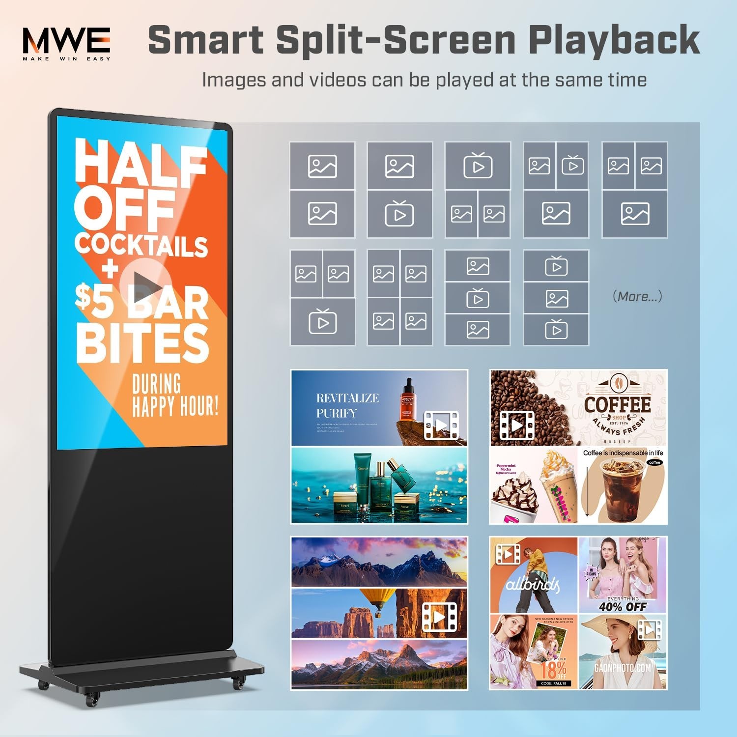 Indoor Floor Standing Digital Signage Advertising Display Kiosk LCD Screen