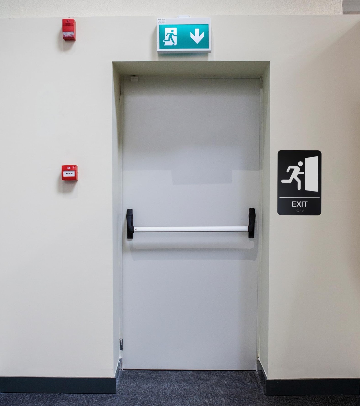6×9 Inch Exit Door Sign Black ADA Compliant Braille Lettering High Visibility