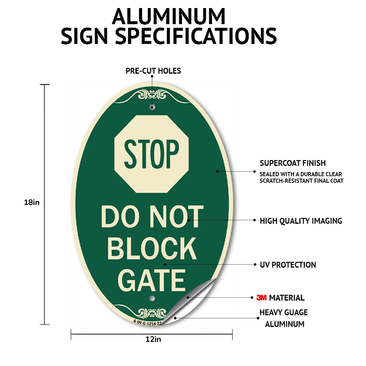 No Parking or Standing Fire Lane (With Left Arrow) 12&Prime; x 18&Prime; Aluminum Oval Sign