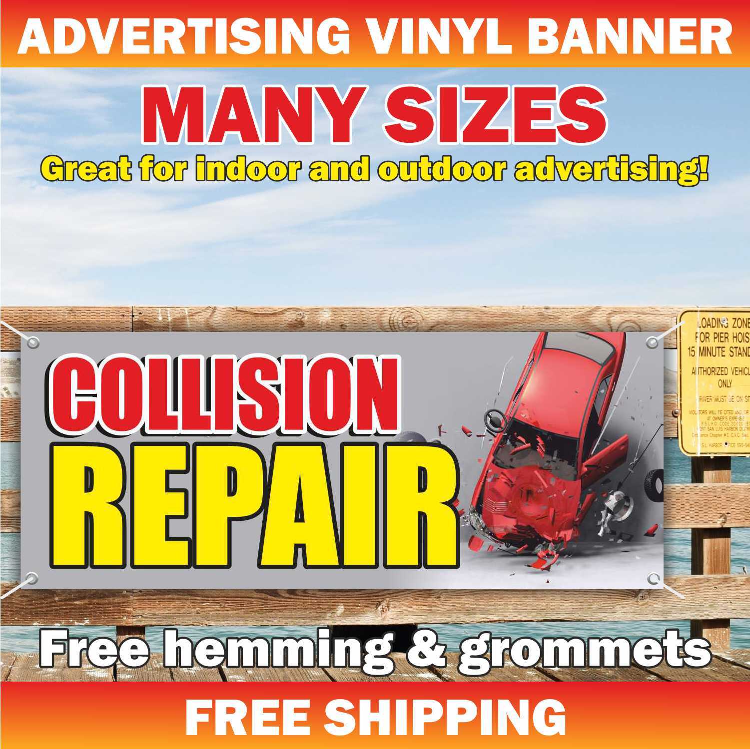 Collision Repair Advertising Banner Vinyl Mesh Sign autobody car service shop