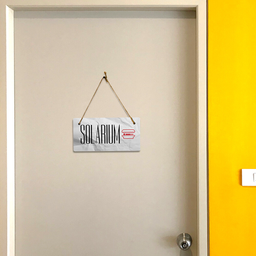Solarium 5×10 Hanging Plus Wall or Door Sign | Rustic Twine