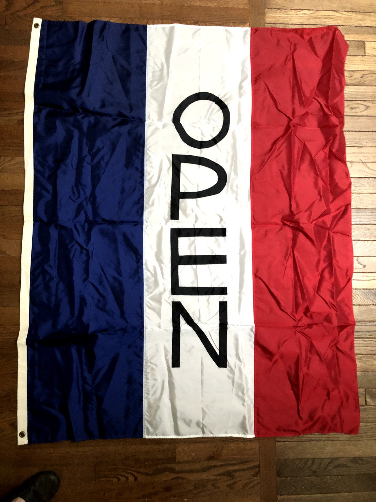 « OPEN » and « WELCOME » Flags ~3 1/2×5 feet Nylon with Brass Grommets Set of 2