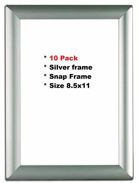 Snap Frame 8.5×11 Frame for Wall Mount- Silver, Pack of 10-REF24-1027