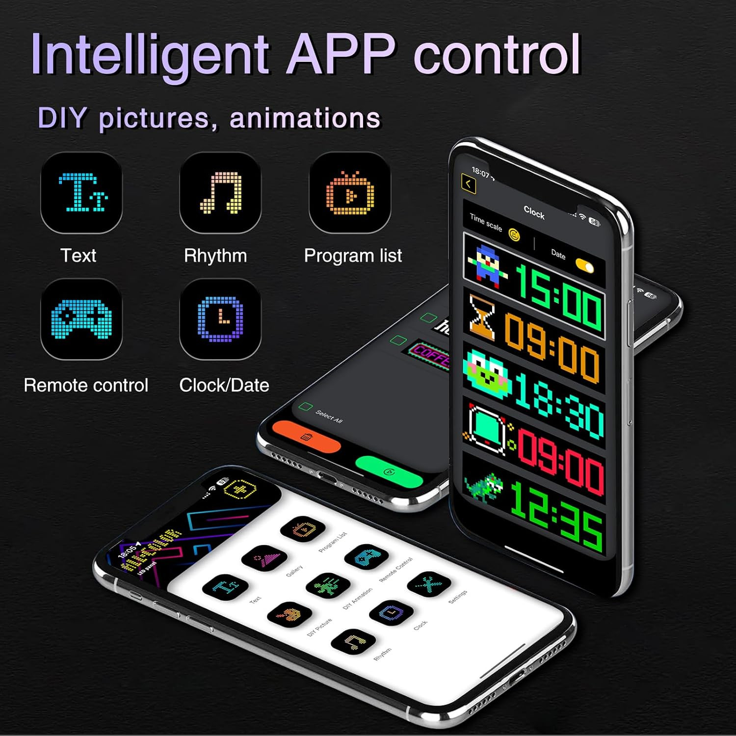 LED Car Sign, 7 »X3 » Flexible Smart Display Bluetooth APP Control Scrolling Bri
