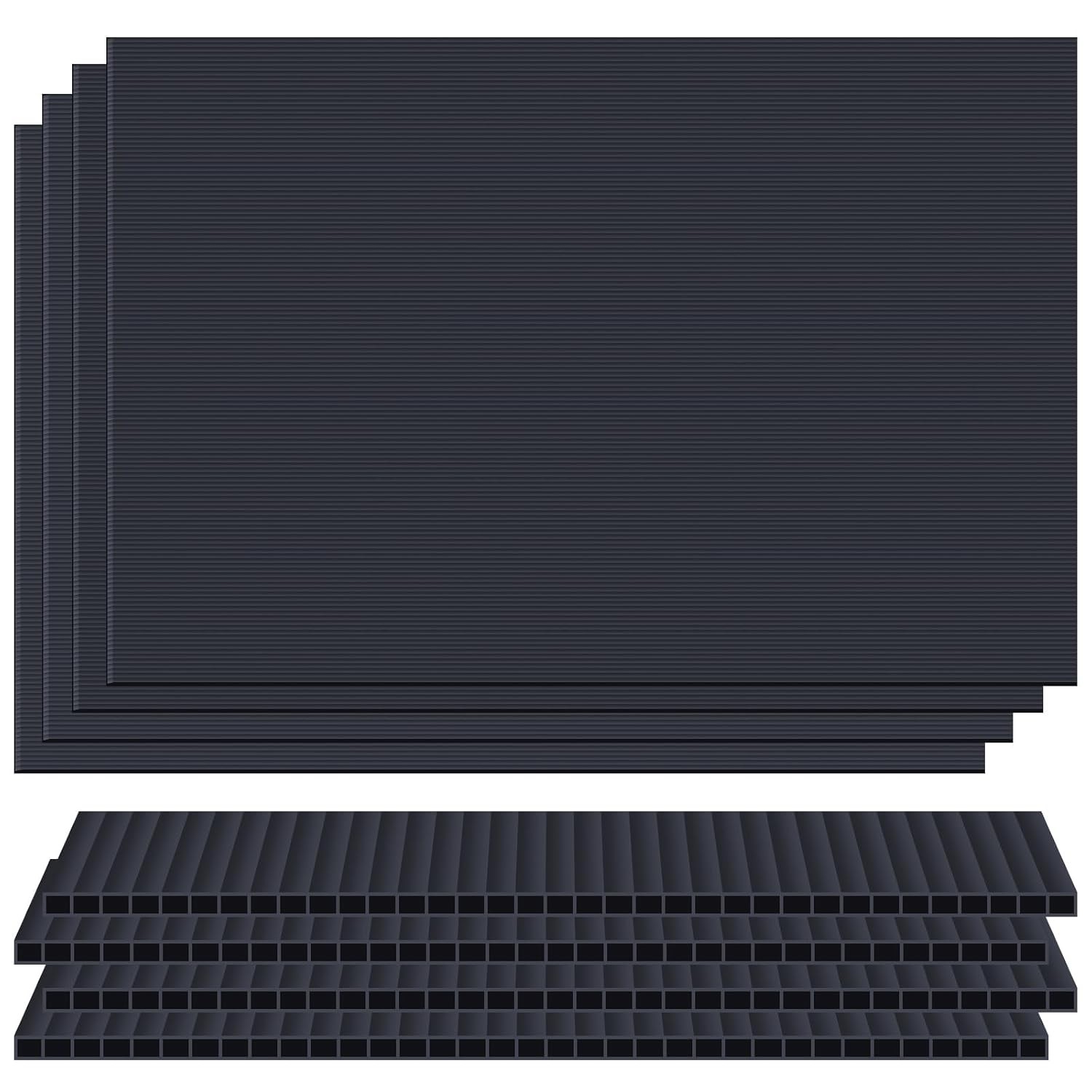 4 Pack 24&Prime; x 36&Prime; Black Corrugated Plastic Sheets, Thick Blank Poster Boards, Dou
