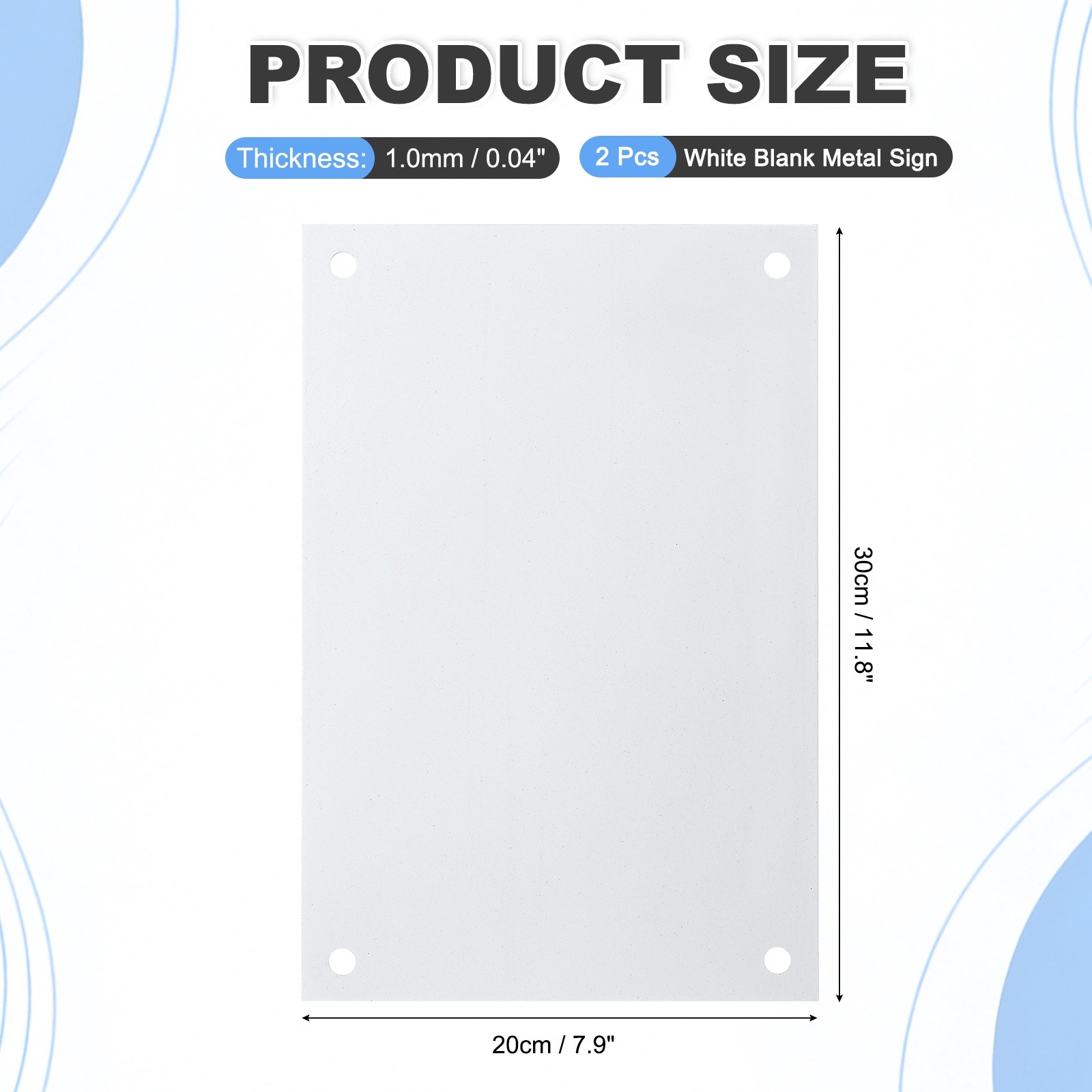 2 Pcs White Blank Metal Sign, 11.8×7.9&Prime; Blank Sublimation Signs(0.04&Prime; Thickness)