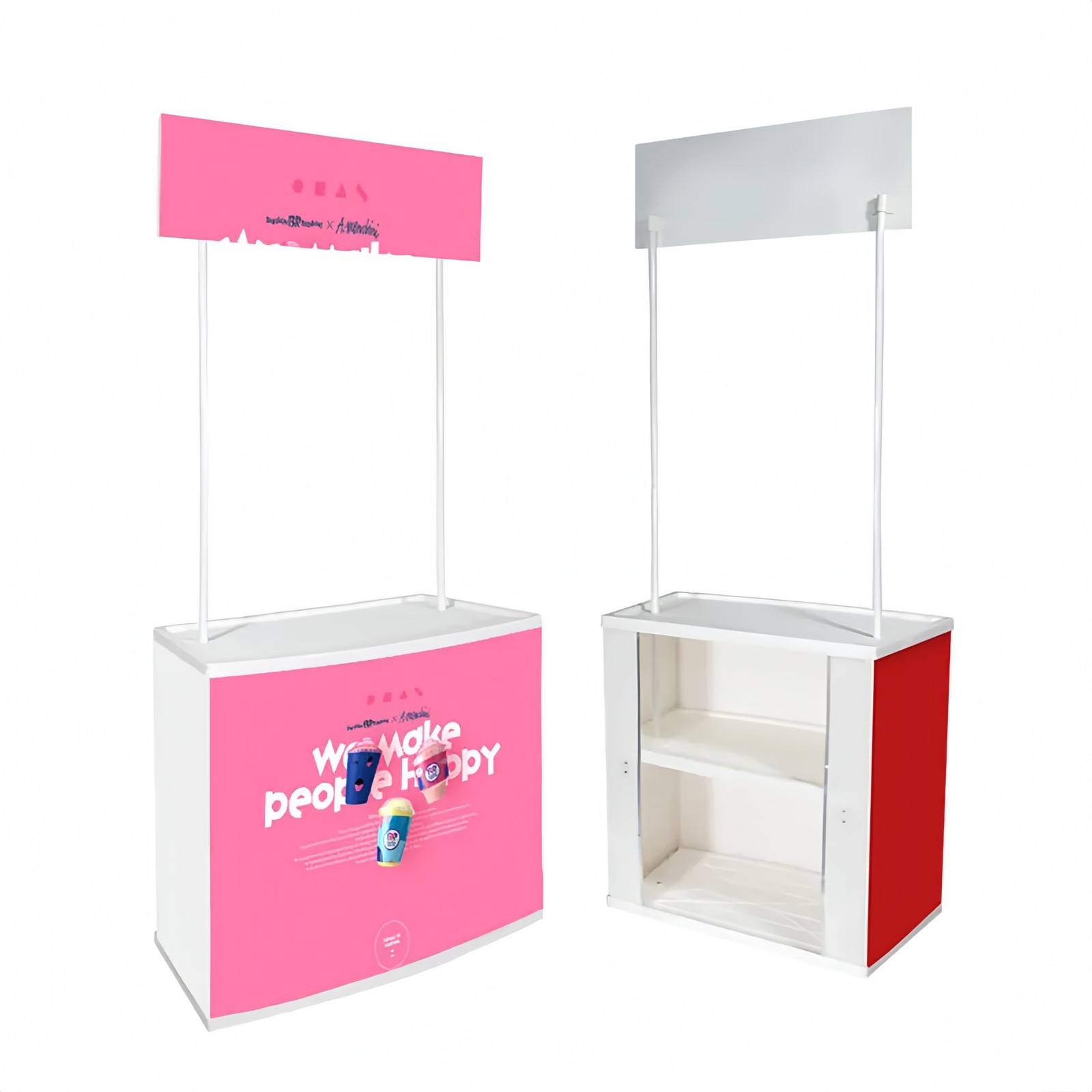 Quick-Pop Portable Display Counter with Plastic Cylinder Lift & Elastic Fabric