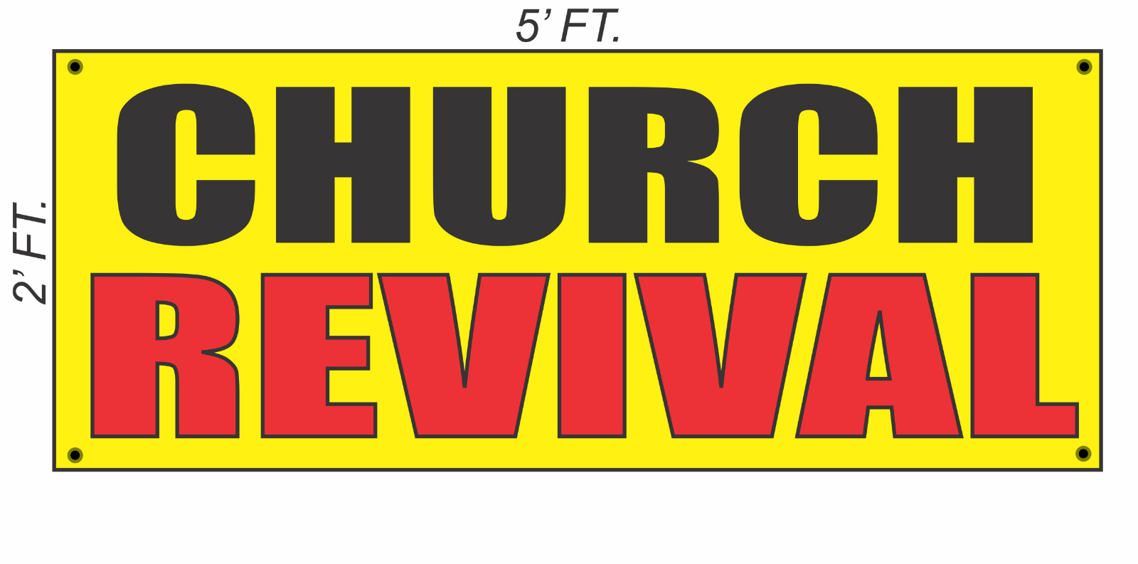 CHURCH REVIVAL Banner Sign Yellow with Red & Black