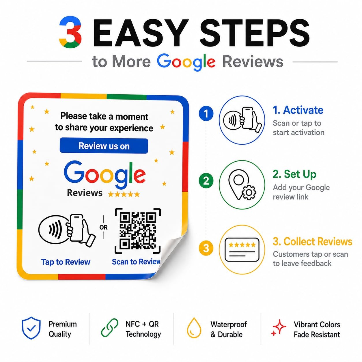 NFC Google Review Sticker – Boost Customer Feedback with Tap & Scan QR – No A…