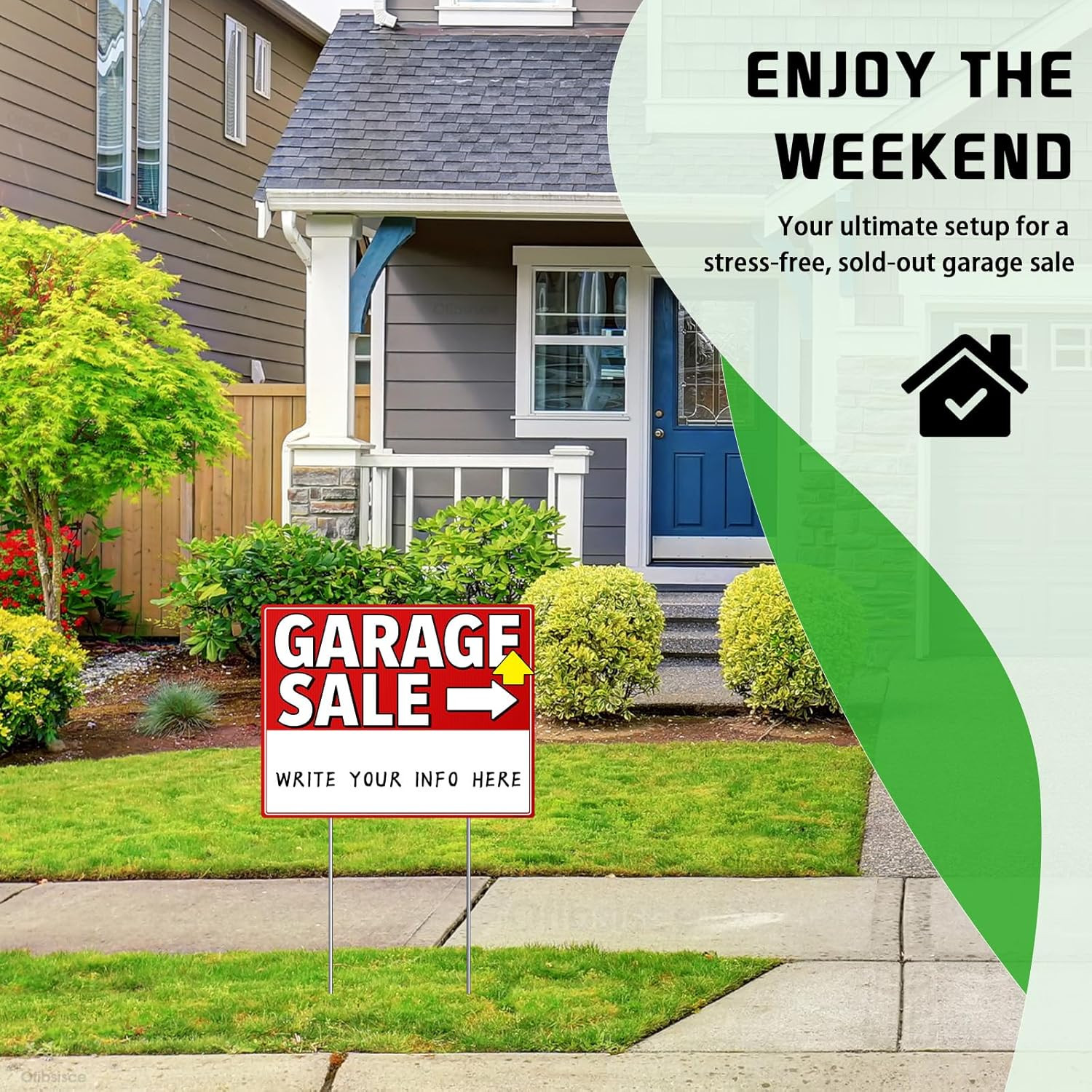 Garage Sale Sign Kit with Stakes – 17X13&Prime; Yard Sale Signs for Custom Route Navig