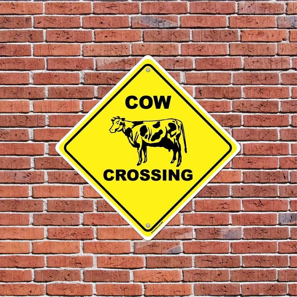 Cow Crossing Sign or Sticker – Multiple Size & Material Options!