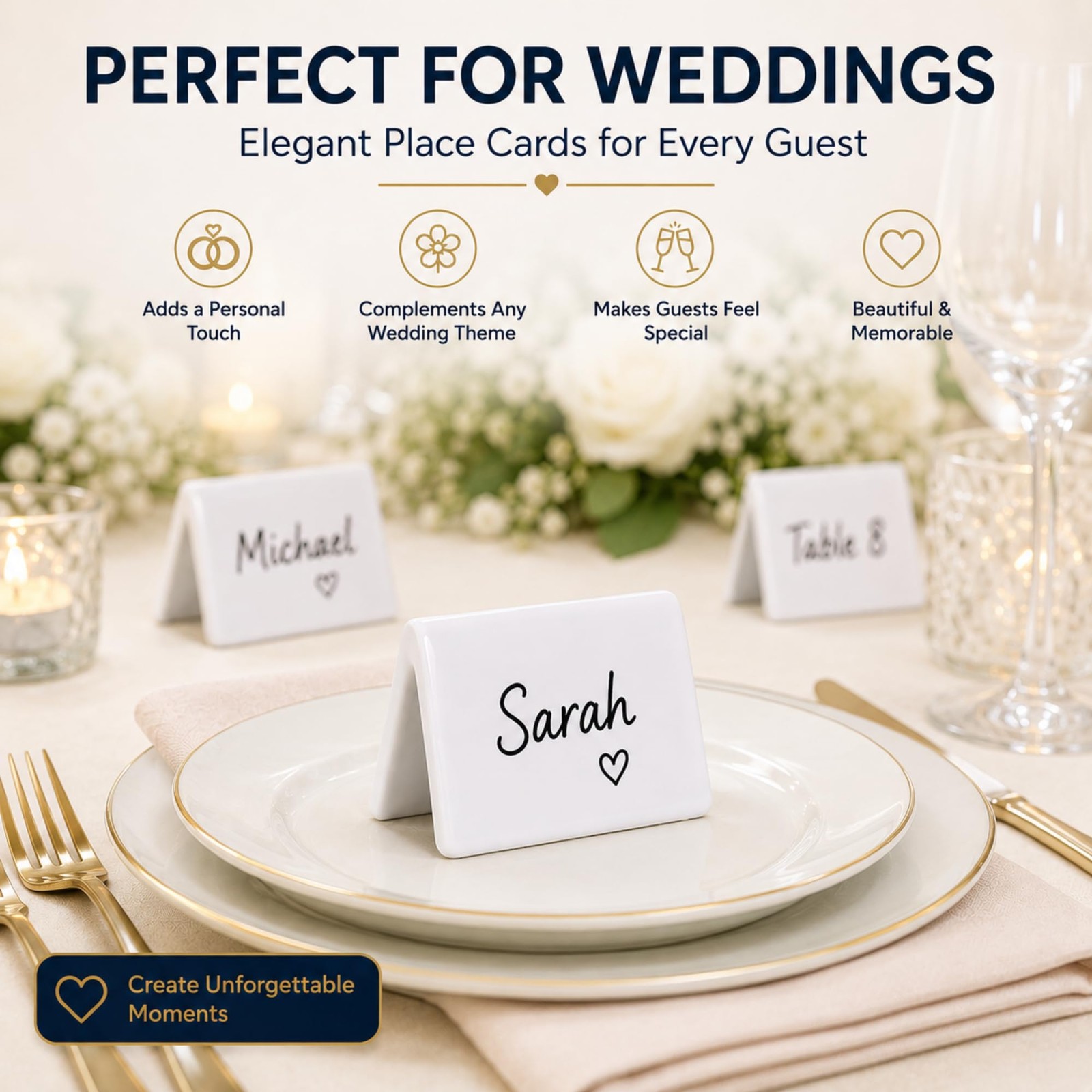 Double Sided Ceramic Dry Erase Table Tent Sign White – 3-1/2&Prime;x2&Prime; – Reusable T…