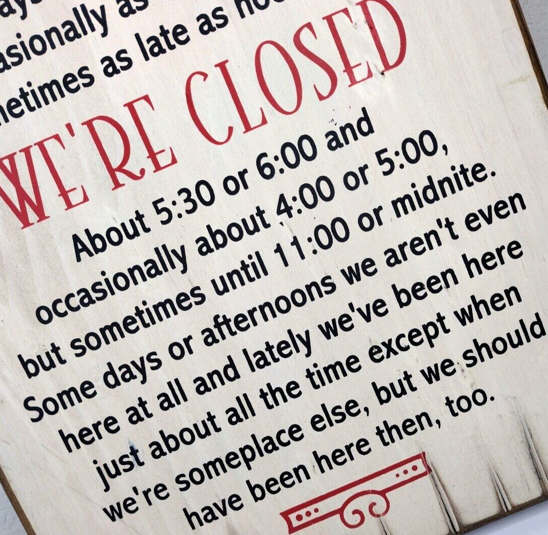 Business Hours Novelty 3/4&Prime; Solid Wooden Rustic Sign Open Closed 18&Prime; x 11.25&Prime;