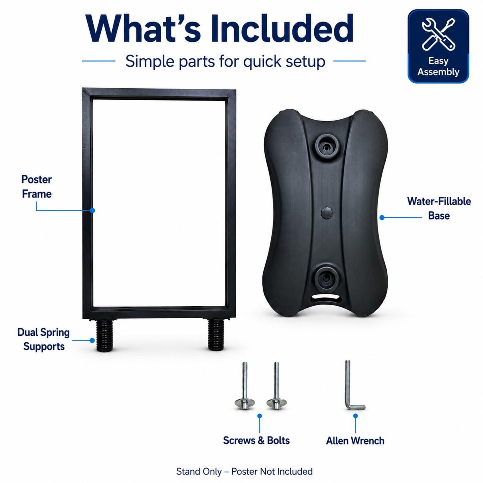 24&Prime;x36&Prime; Water Base Sidewalk Sign Holder with Wheels, Outdoor Poster Stand