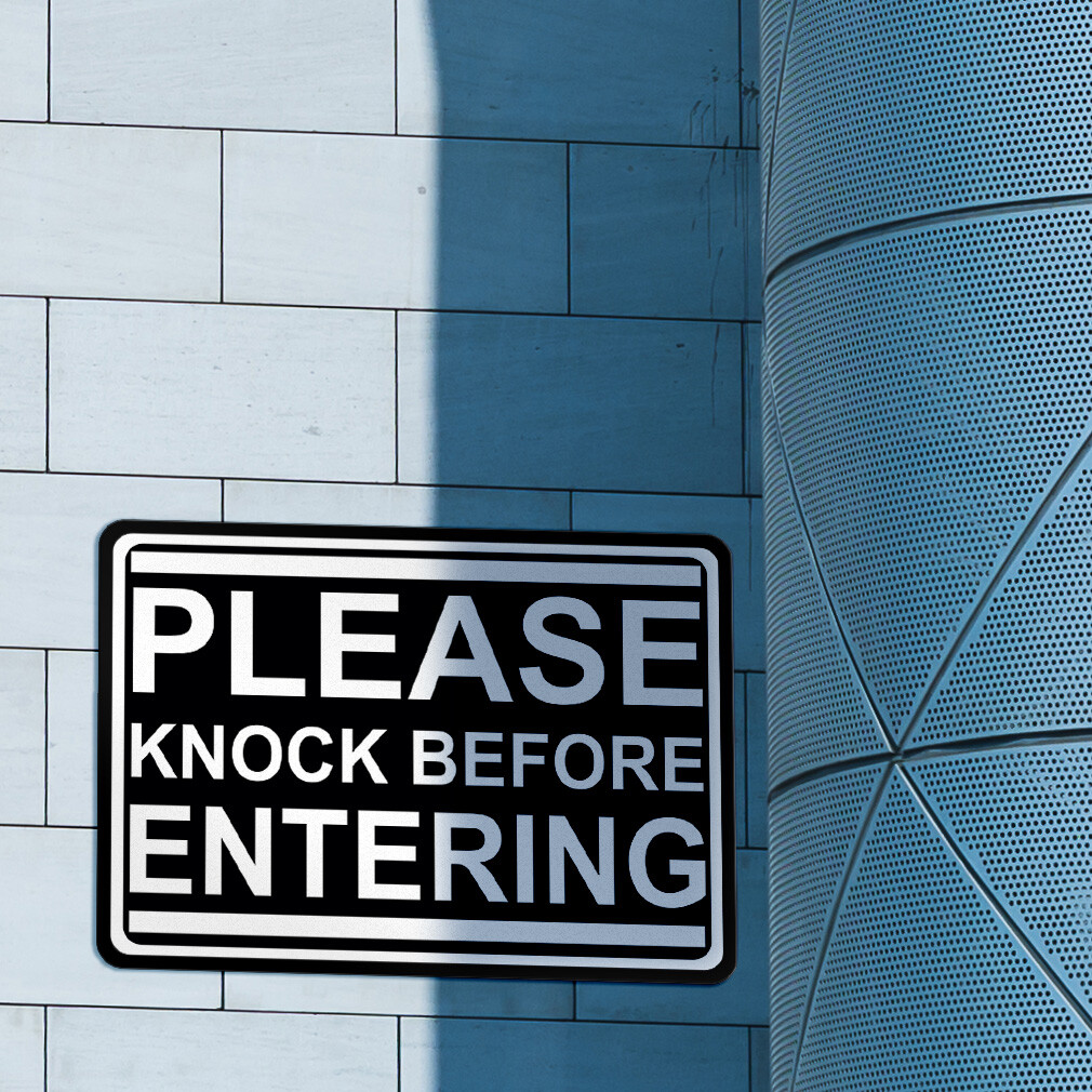 Aluminum Horizontal Metal Sign Please Knock Before Entering Door