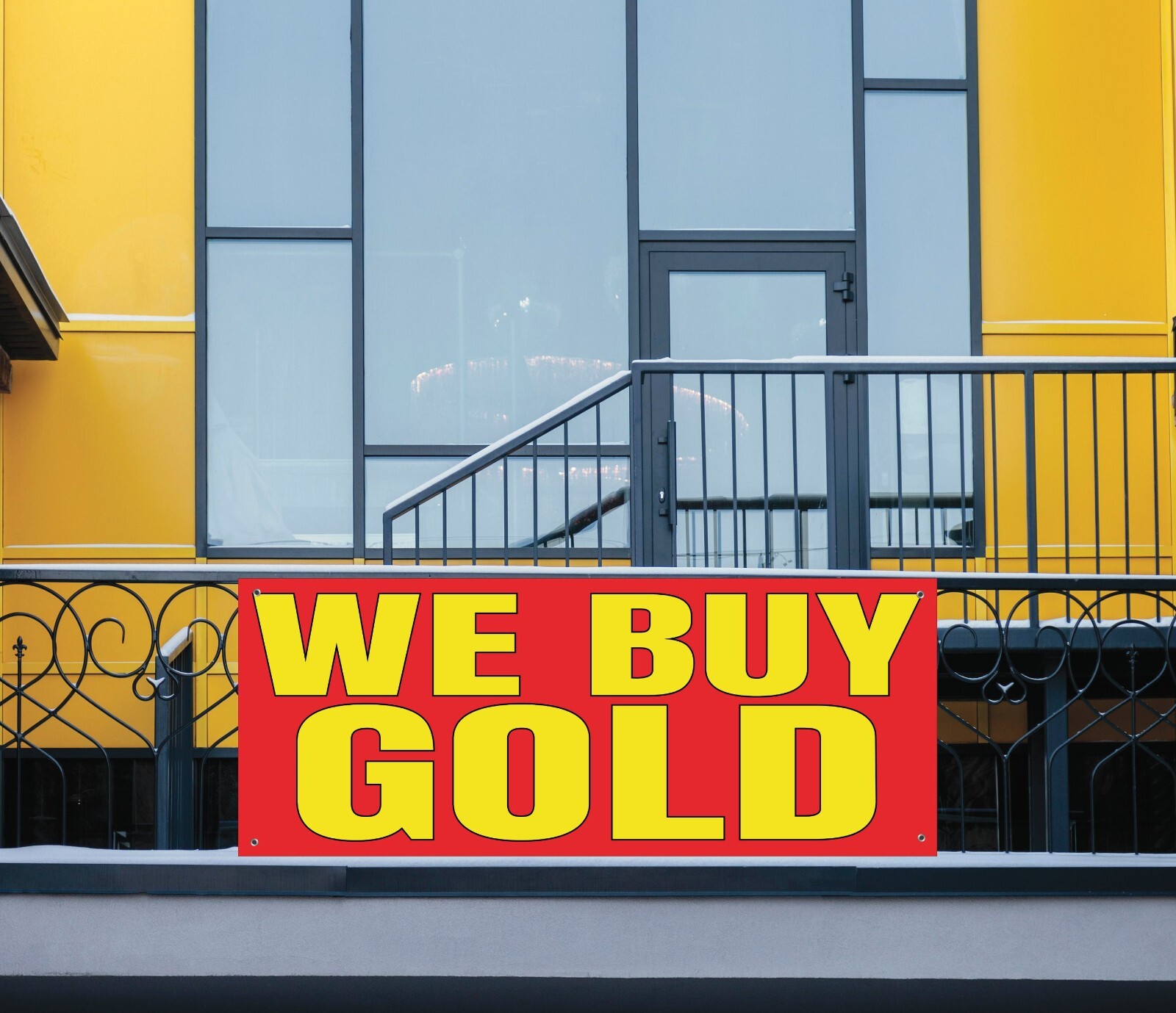 We Buy Gold Banner Sign, Bold Gold Buyer Banner, 48&Prime; x 20&Prime;