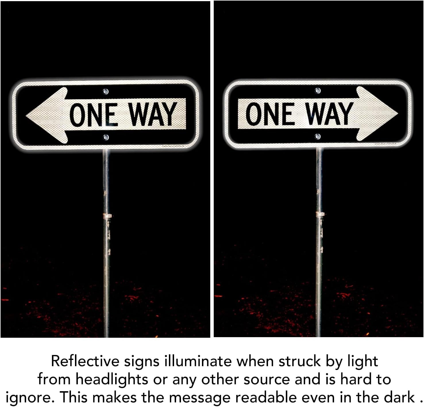 Weather Resistant One Way Sign with Arrow, 2-Pack