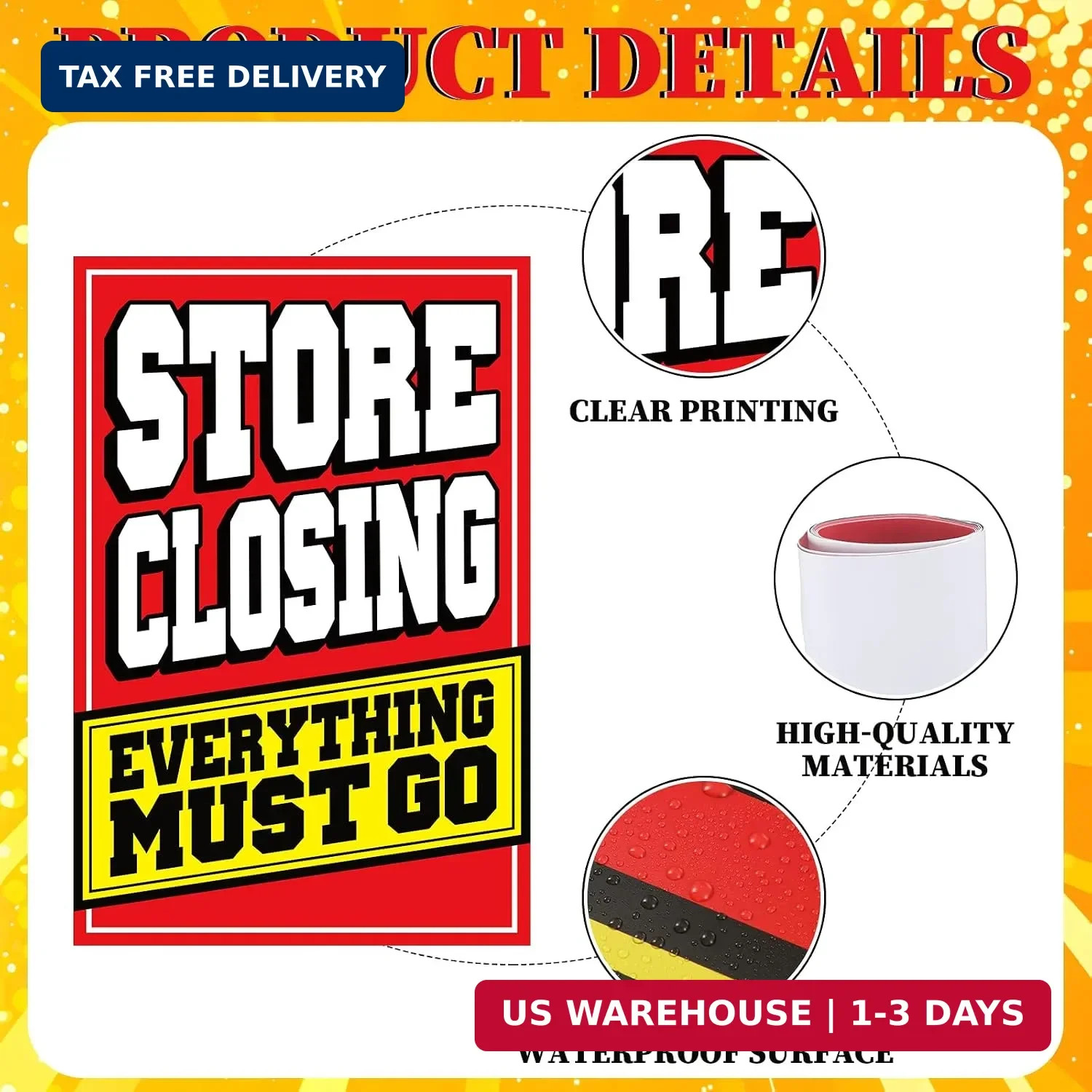 2 Pcs Store Closing Sign Poster Everything Must Go Advertising Banner Going Out