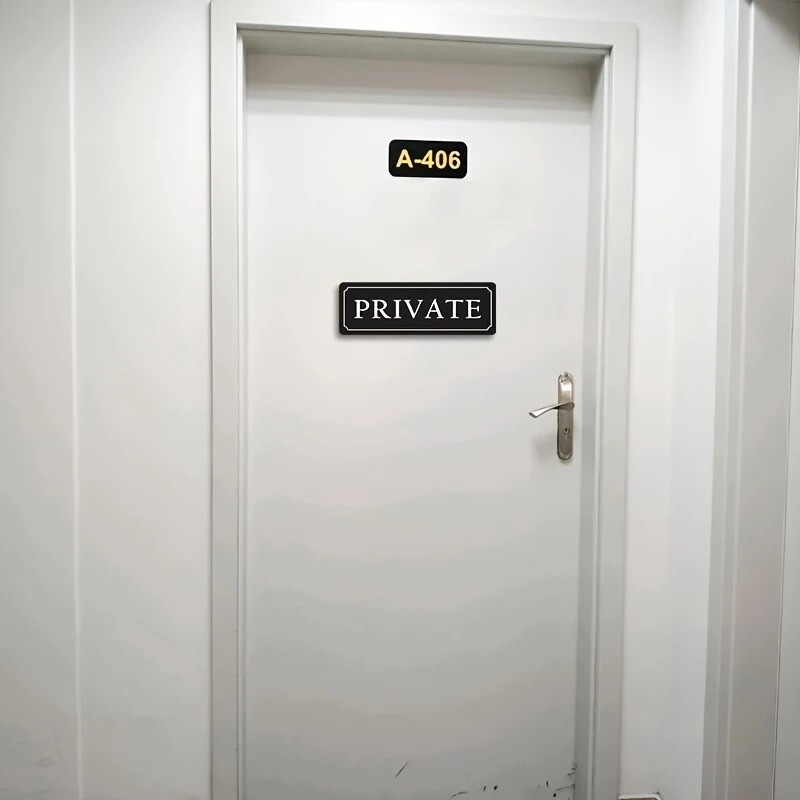 « PRIVATE » SIGN H. D. Durable Acrylic, Easy Stick-On for Home & Office Use 3&Prime;X 9&Prime;