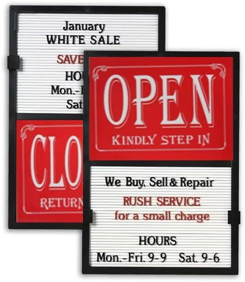 Glassmate Vertical Open/Closed Message Slider Board Sign | 14&Prime;W x 20&Prime;H