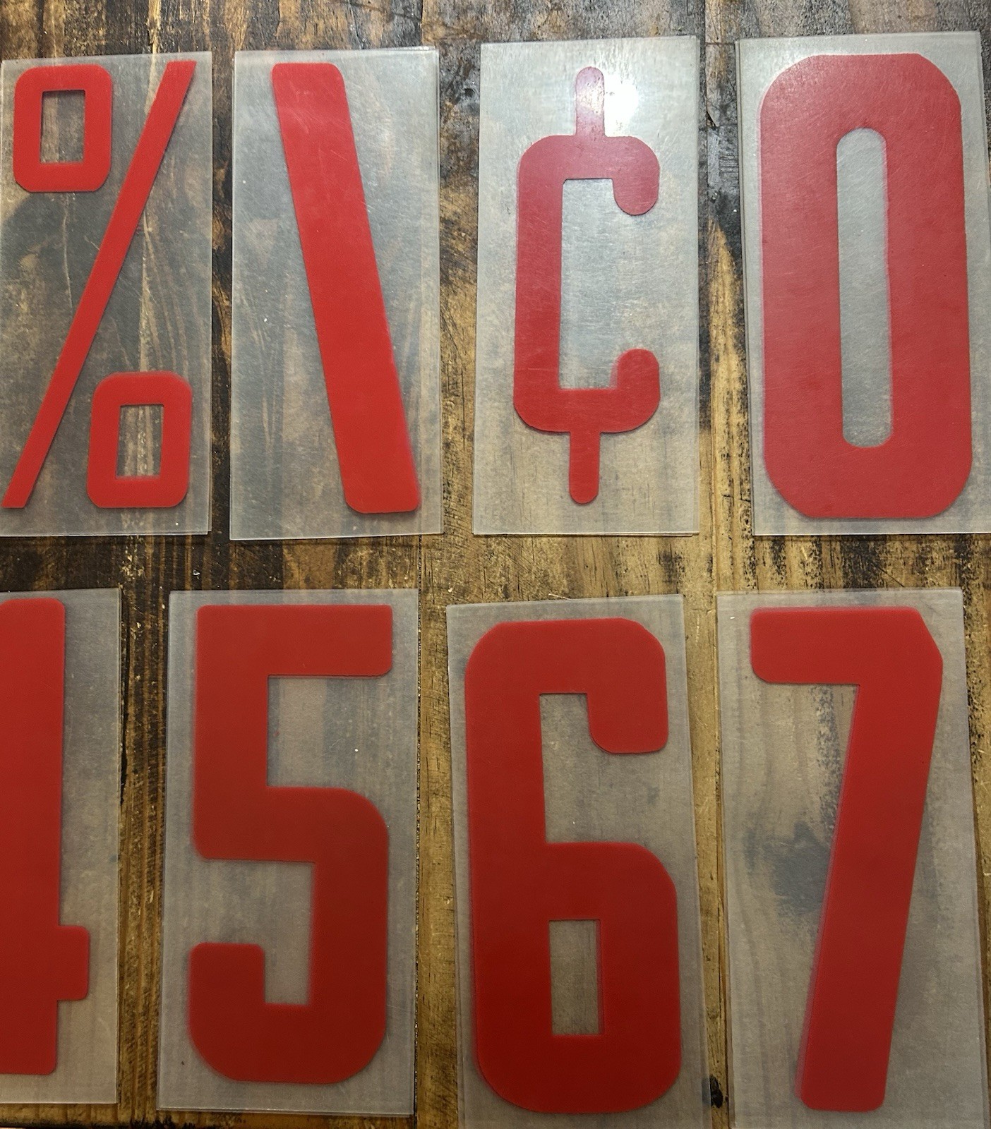 Lot of 25 Vintage Marquee Billboard Sign 9&Prime; Panels w/ 8&Prime; Red Numbers & Symbols