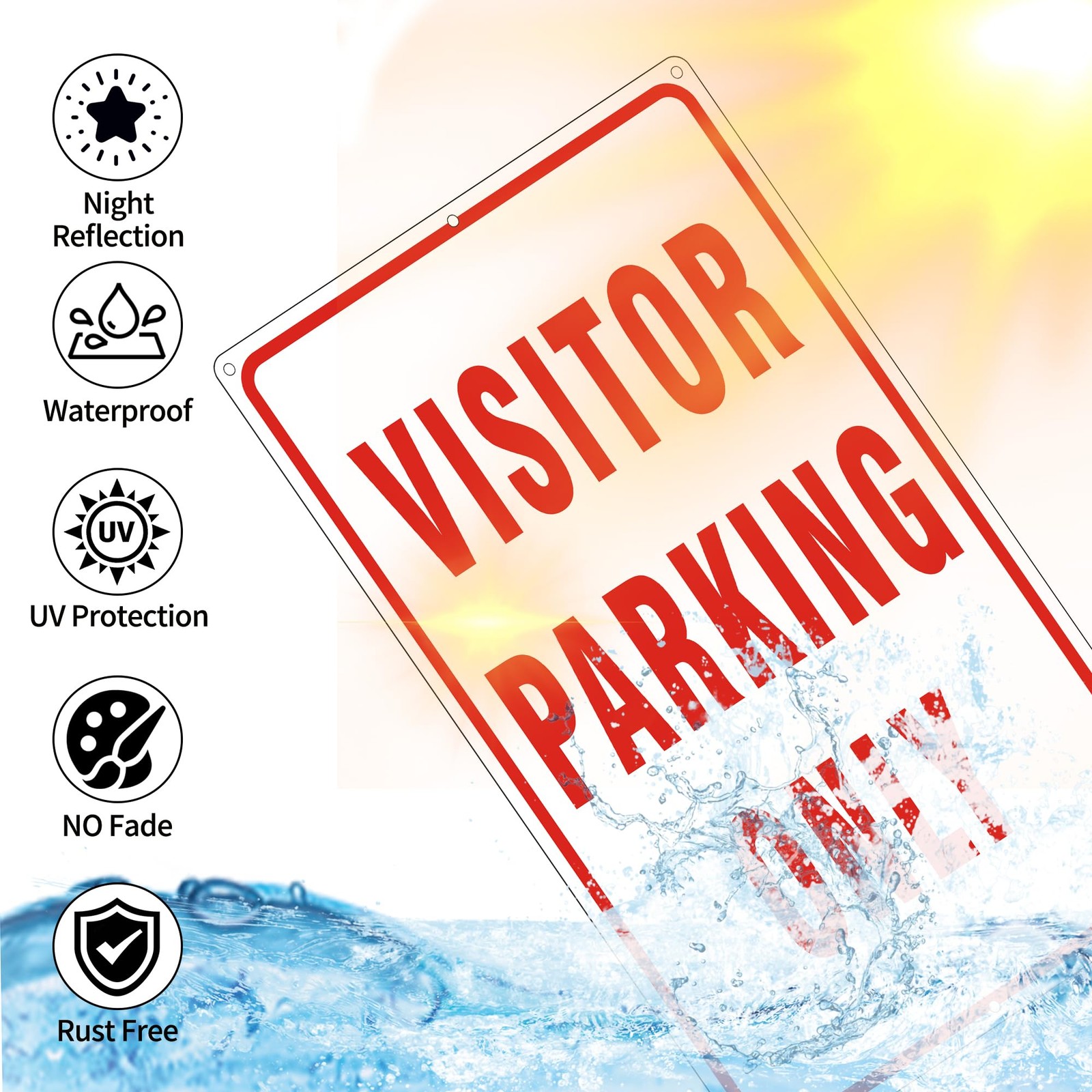 Visitor Parking Only Signs 14×10 Inch Reflective Aluminum Metal 2 PCS Bar
