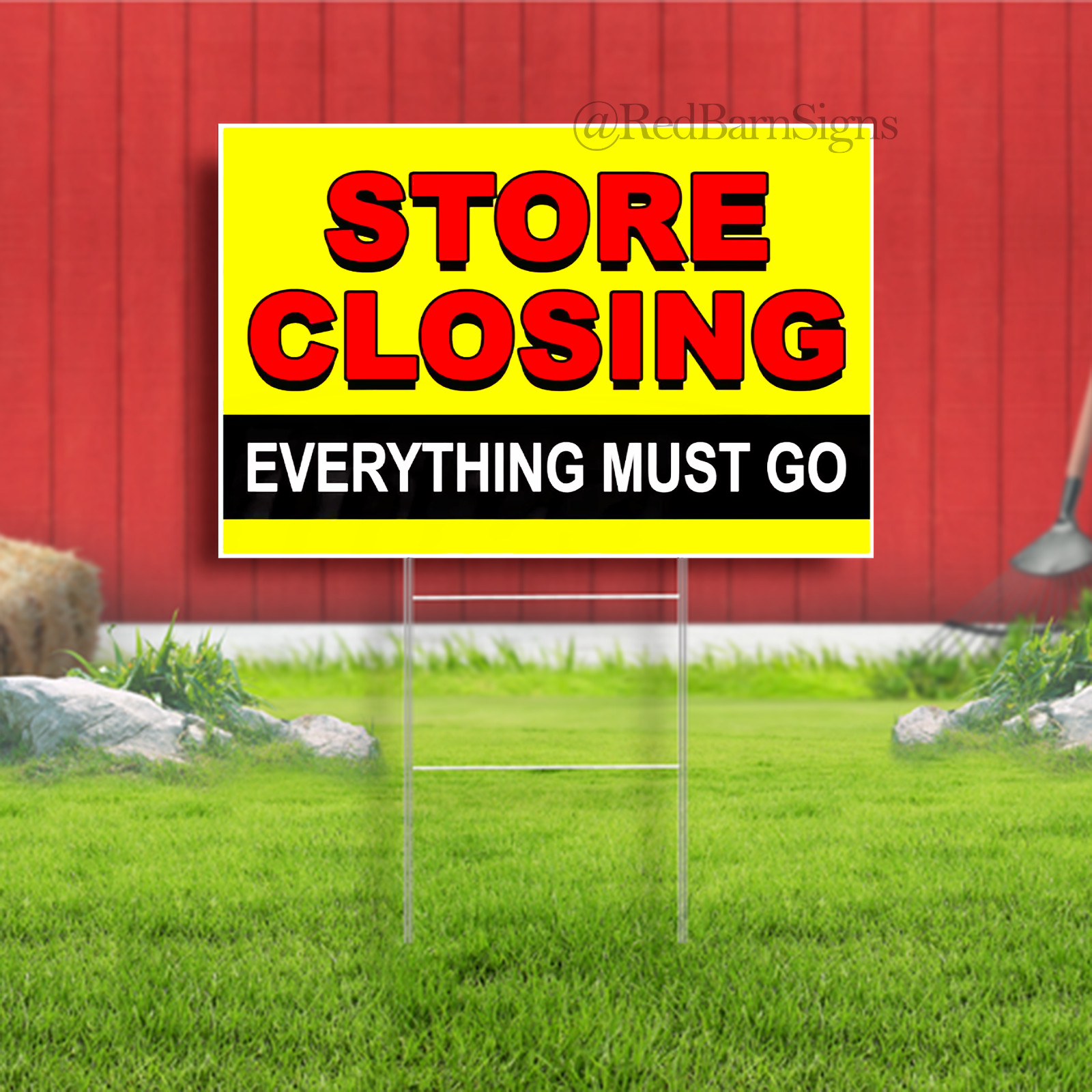STORE CLOSING EVERYTHING MUST GO 18×24 Yard Sign WITH STAKE Corrugated Bandit