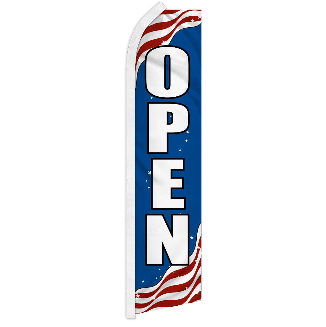 Open Advertising Swooper Feather Flutter Flag We&rsquo;re Open PATRIOTIC