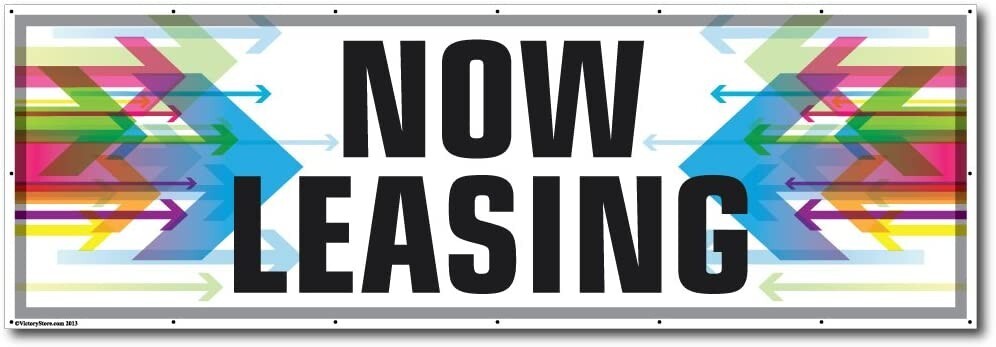 Now Leasing Banner 2×6 Feet Heavy Duty Vinyl with Grommets Every 2 Feet