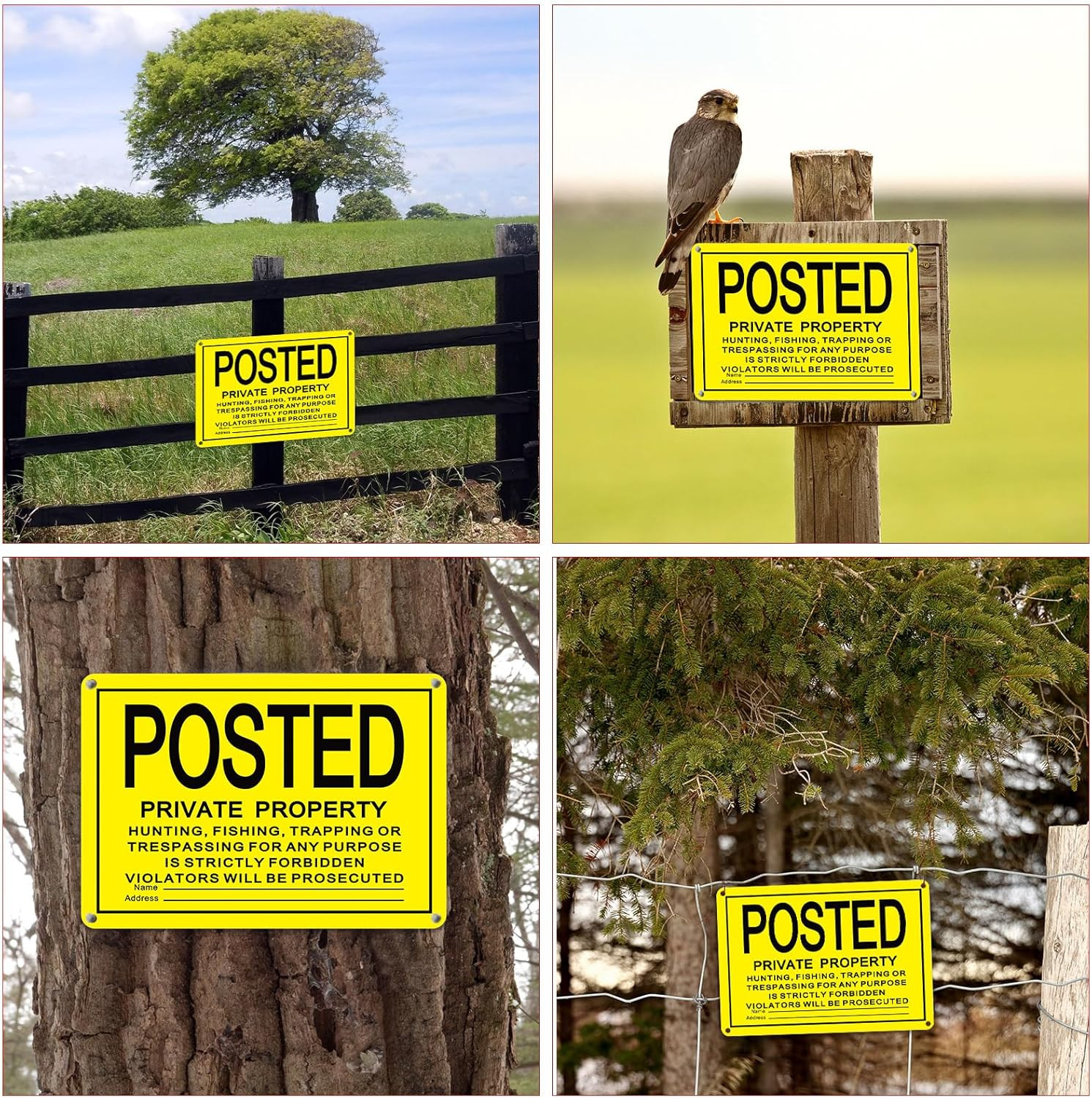 8 Pcs Large Posted No Trespassing Signs Private Property 10 X 14 Inch Metal No H