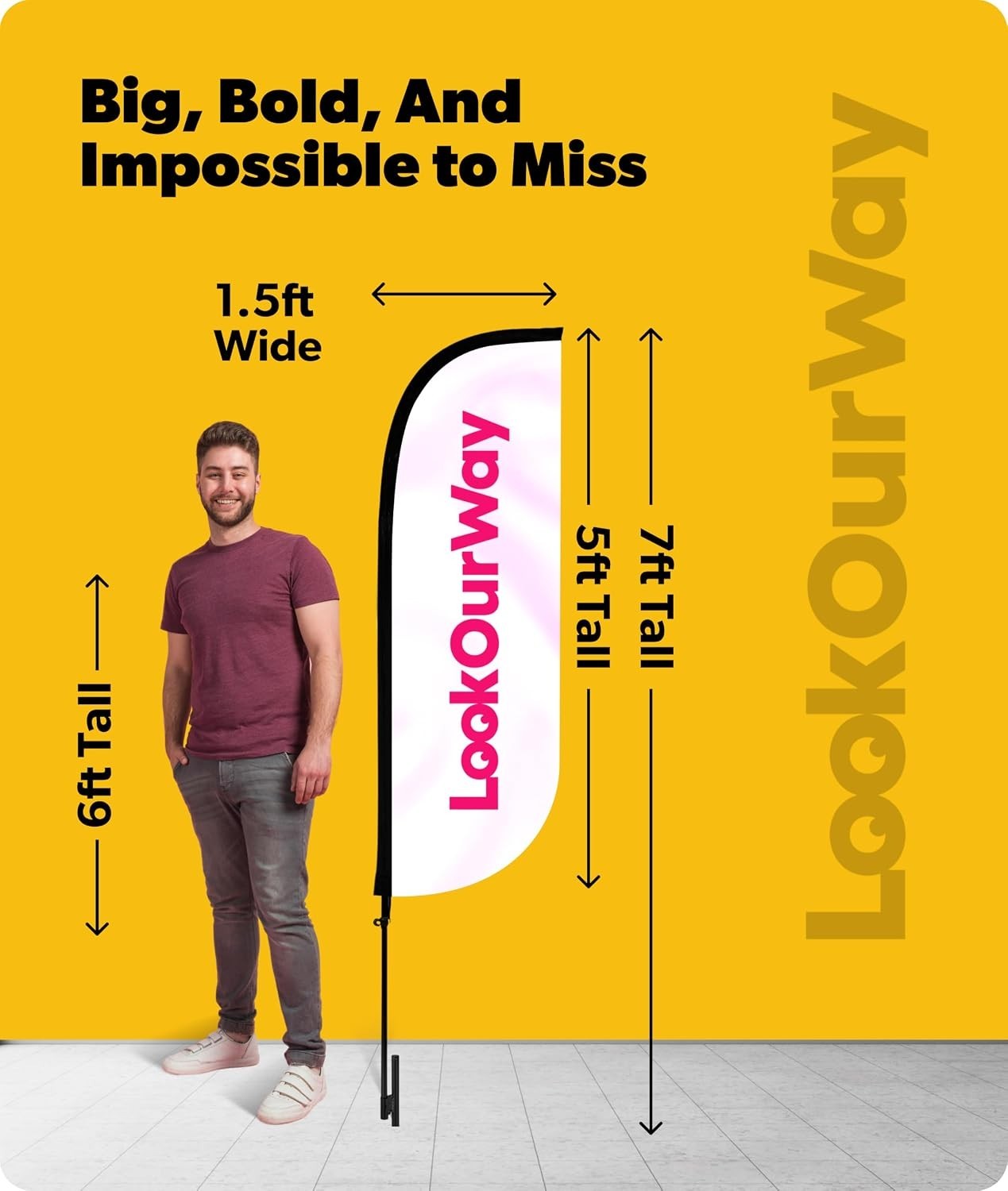 7ft Tall Advertising Flags with Poles – Open Red & Yellow