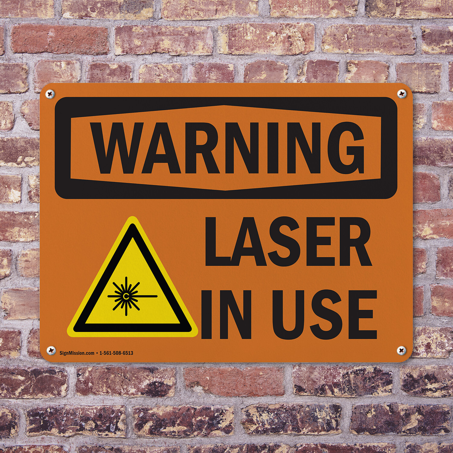 (2 Pack) Laser In Use OSHA Warning Sign Decal Metal Plastic